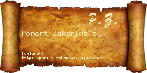 Ponert Zakariás névjegykártya